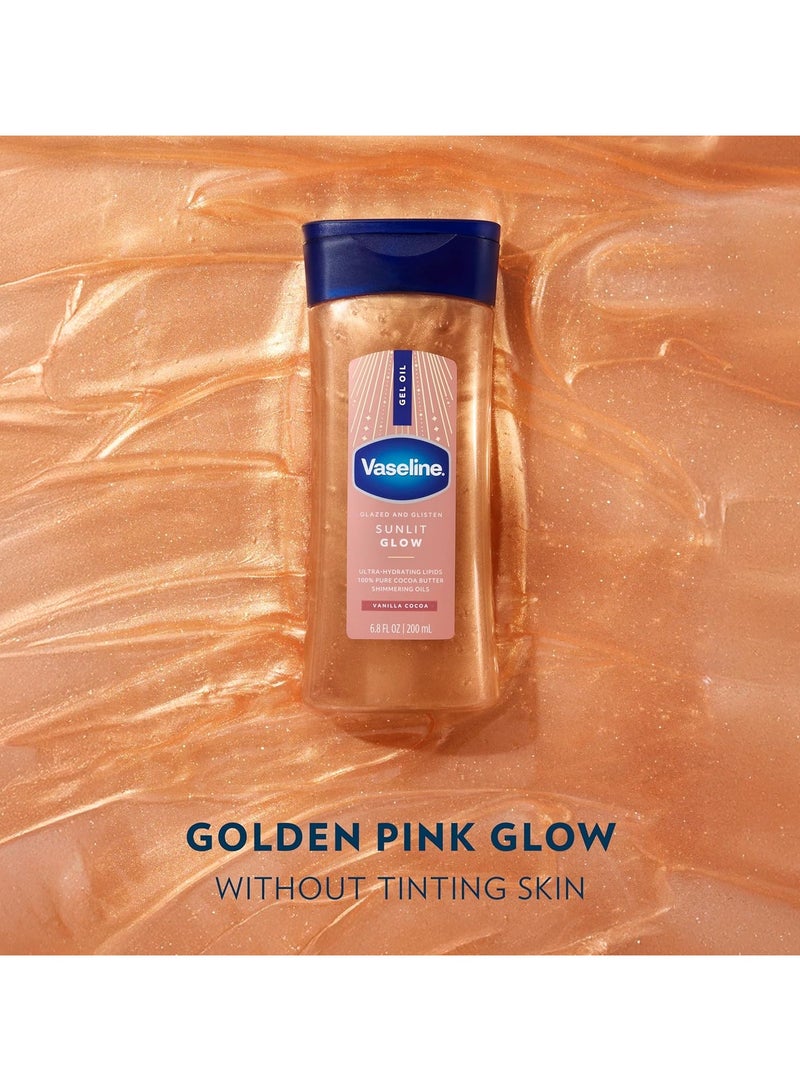 Vaseline Glazed & Glisten Sunlit Glow Body Gel Oil 200ml | Vanilla Cocoa Shimmer | With Ultra-Hydrating Lipids & 100% Pure Cocoa Butter - Image 2